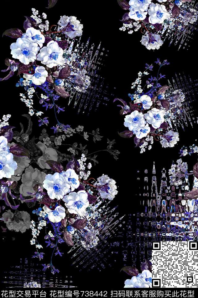 花朵花卉数码印花华亿平台下载（图片编号: 738442） - 瓦栏（Walan）