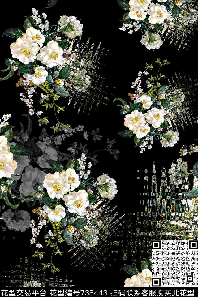 花朵花卉数码印花华亿平台下载（图片编号: 738443） - 瓦栏（Walan）