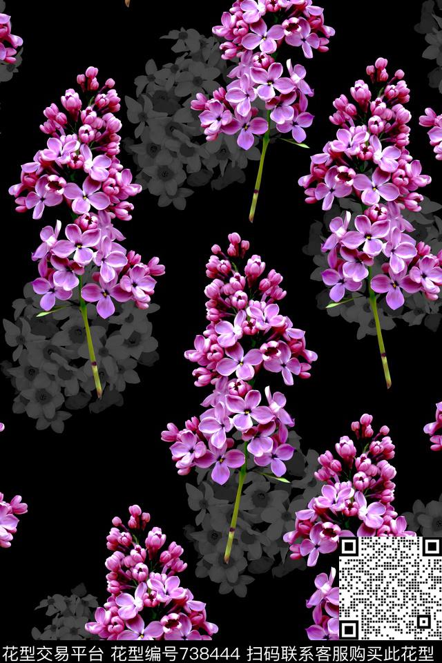 花朵花卉数码印花华亿平台下载（图片编号: 738444） - 瓦栏（Walan）
