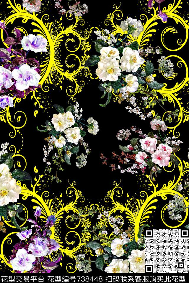 花朵花卉数码印花华亿平台下载（图片编号: 738448） - 瓦栏（Walan）