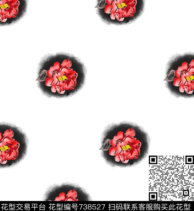 大花花朵牡丹数码印花华亿平台下载（图片编号: 738527） - 瓦栏（Walan）