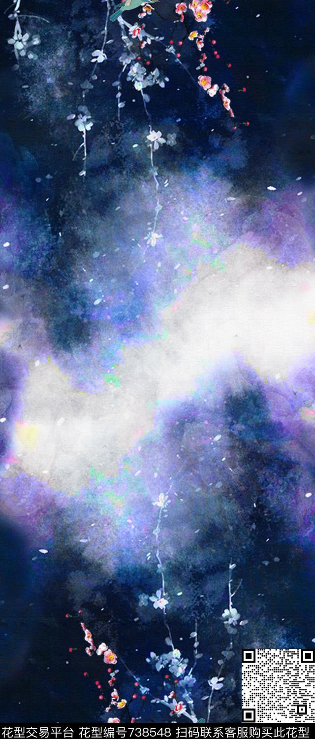 花卉抽象梅花数码印花华亿平台下载（图片编号: 738548） - 瓦栏（Walan）