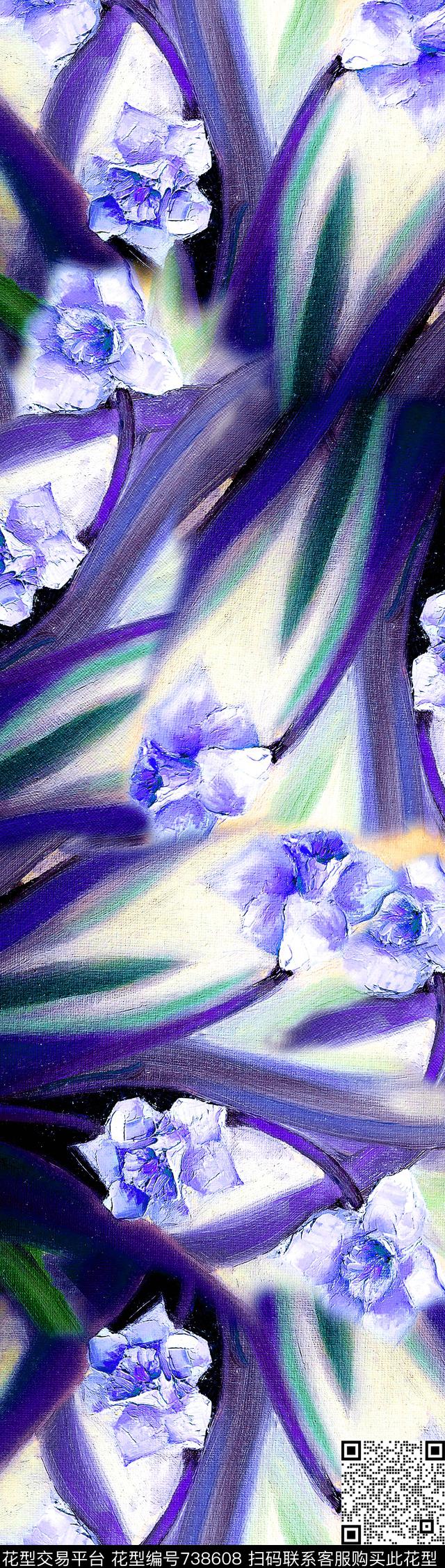 披肩长巾抽象油画数码印花华亿平台下载（图片编号: 738608） - 瓦栏（Walan）