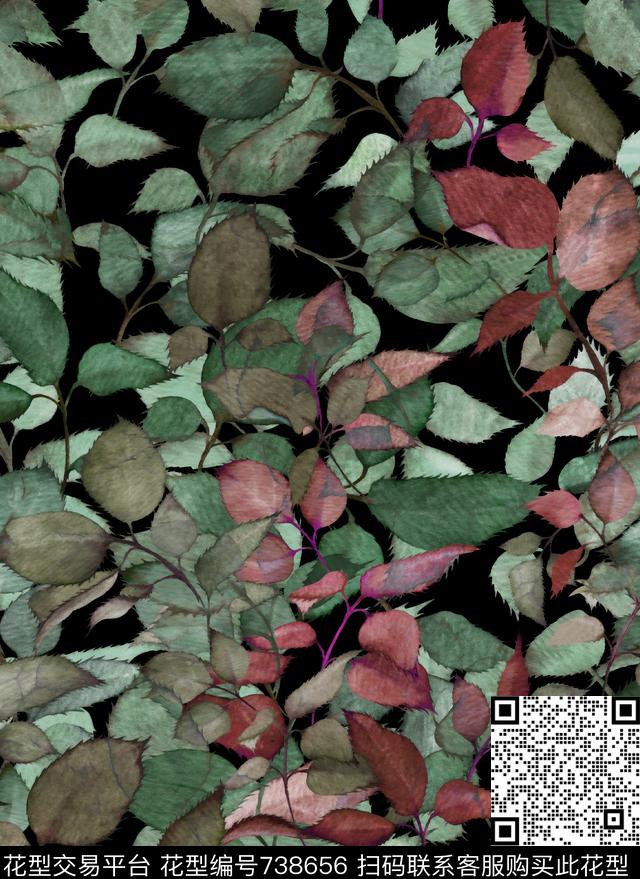 不规则几何棕榈叶数码印花华亿平台下载（图片编号: 738656） - 瓦栏（Walan）