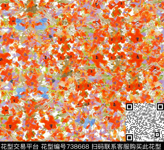 郁金香三色堇樱花数码印花华亿平台下载（图片编号: 738668） - 瓦栏（Walan）