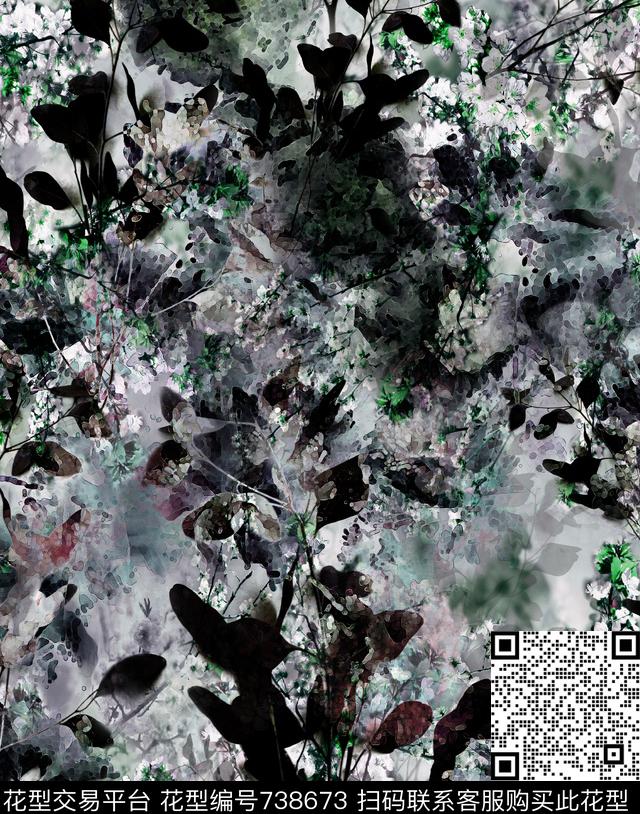乱花大花花卉数码印花华亿平台下载（图片编号: 738673） - 瓦栏（Walan）