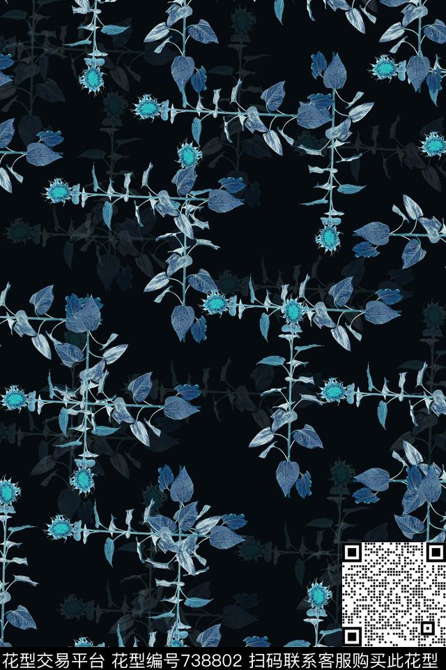 血红花卉透明花数码印花华亿平台下载（图片编号: 738802） - 瓦栏（Walan）