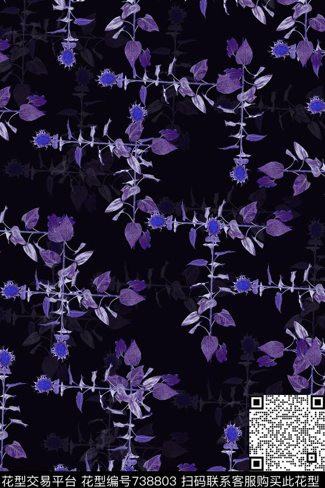 血红花卉透明花数码印花华亿平台下载（图片编号: 738803） - 瓦栏（Walan）