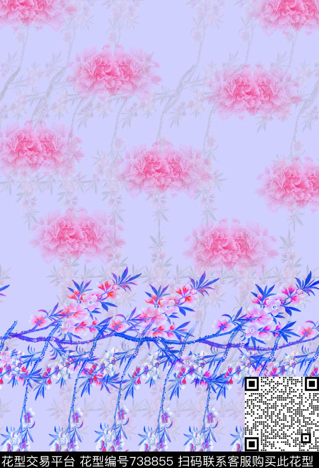 血红花卉透明花数码印花华亿平台下载（图片编号: 738855） - 瓦栏（Walan）