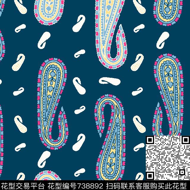 丝巾面料火腿花传统印花华亿平台下载（图片编号: 738892） - 瓦栏（Walan）