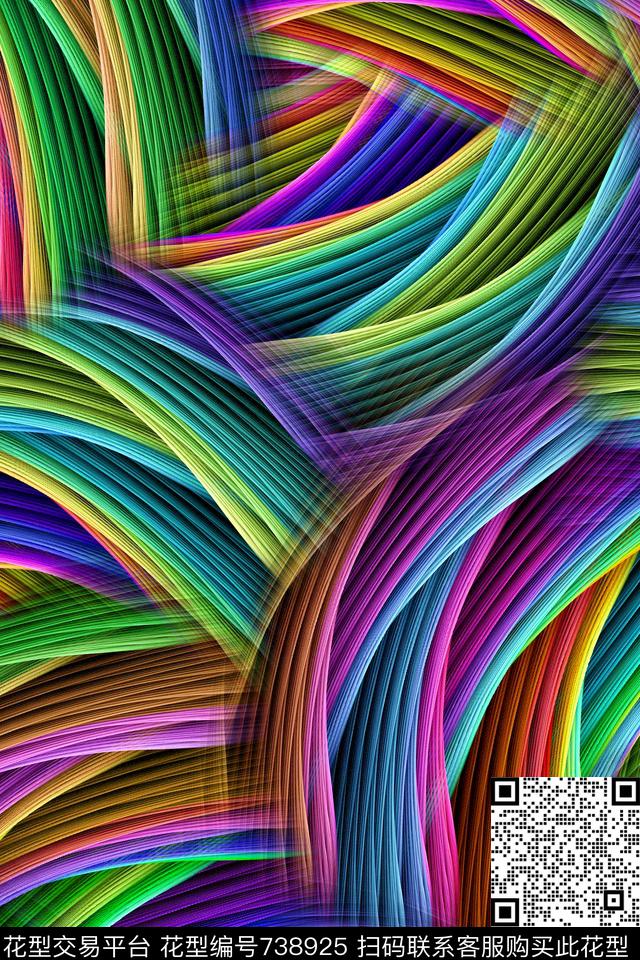 抽象几何线条数码印花华亿平台下载（图片编号: 738925） - 瓦栏（Walan）