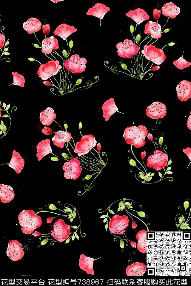小碎花花朵花卉数码印花华亿平台下载（图片编号: 738967） - 瓦栏（Walan）
