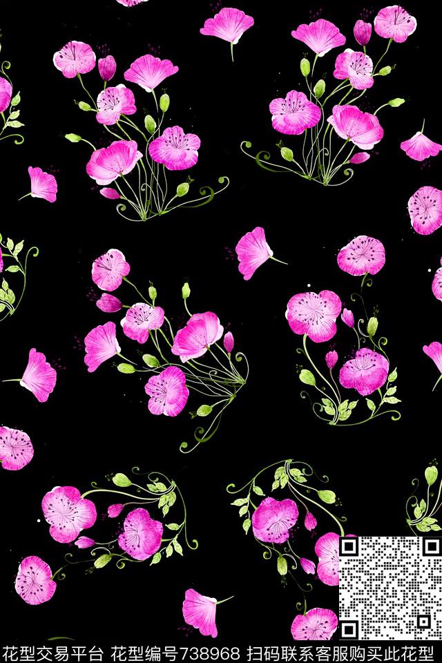 小碎花花朵花卉数码印花华亿平台下载（图片编号: 738968） - 瓦栏（Walan）