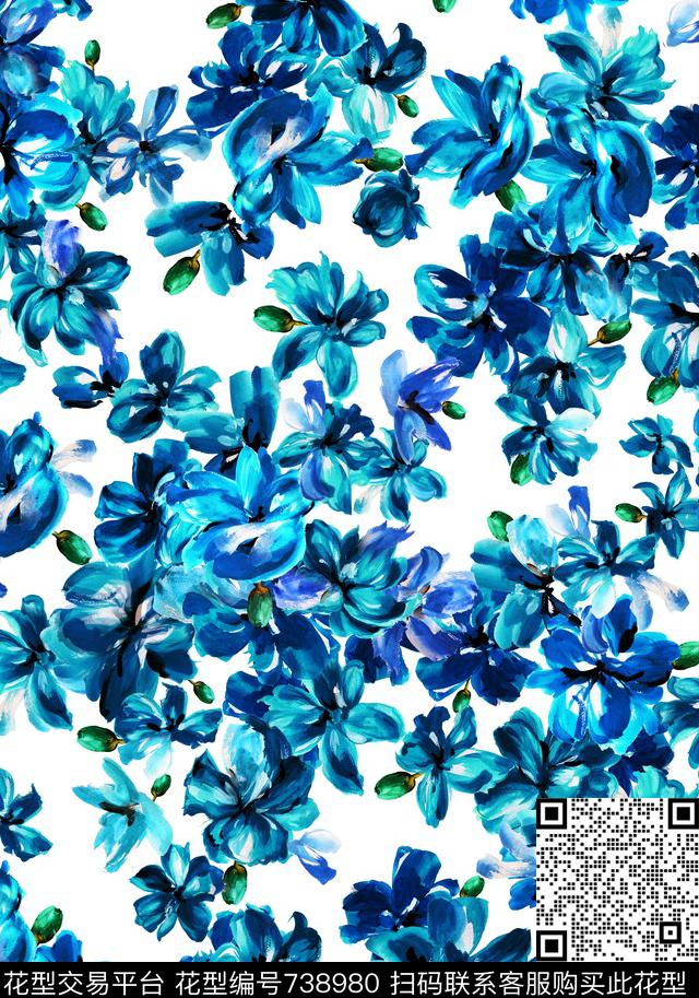 小碎花花朵花卉数码印花华亿平台下载（图片编号: 738980） - 瓦栏（Walan）