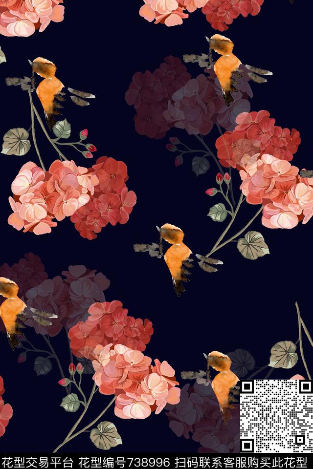 大花罂粟花三色堇数码印花华亿平台下载（图片编号: 738996） - 瓦栏（Walan）