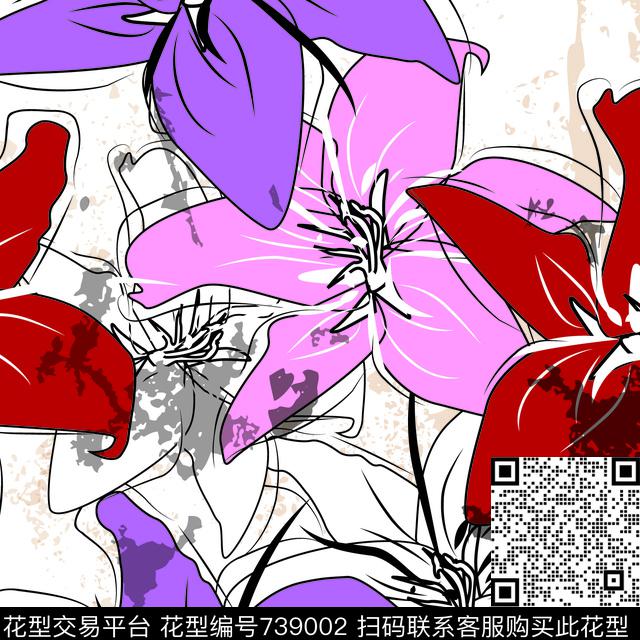 百合芬芳传统印花华亿平台下载（图片编号: 739002） - 瓦栏（Walan）