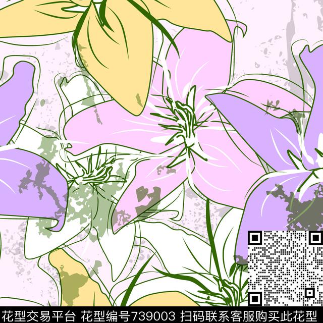 百合芬芳传统印花华亿平台下载（图片编号: 739003） - 瓦栏（Walan）