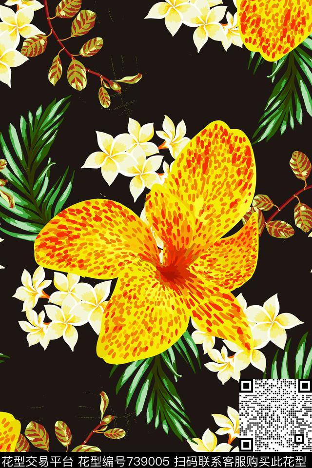 花瓣花朵花卉数码印花华亿平台下载（图片编号: 739005） - 瓦栏（Walan）