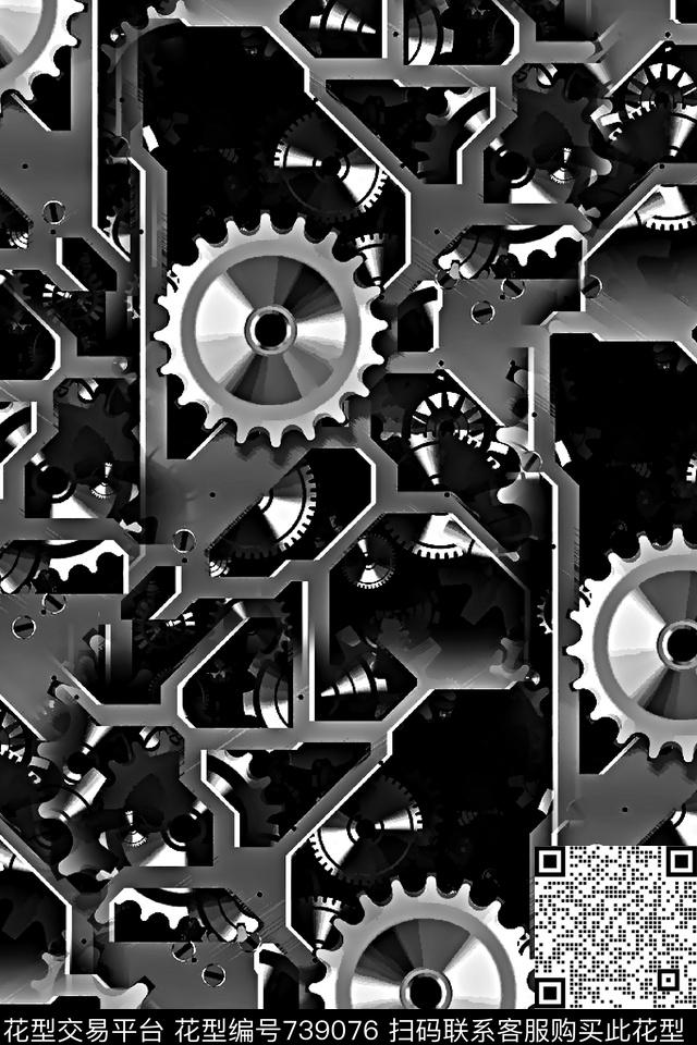 机械齿轮男装夹克华亿平台数码印花华亿平台下载（图片编号: 739076） - 瓦栏（Walan）