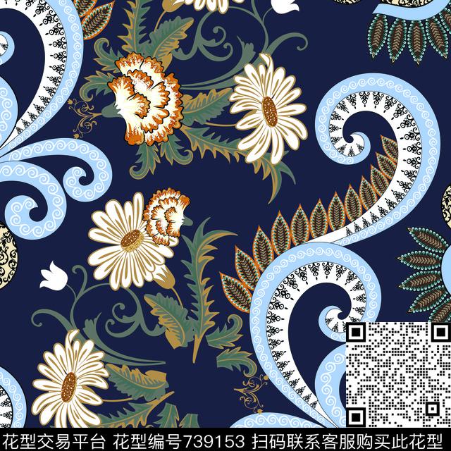 花卉传统印花华亿平台下载（图片编号: 739153） - 瓦栏（Walan）