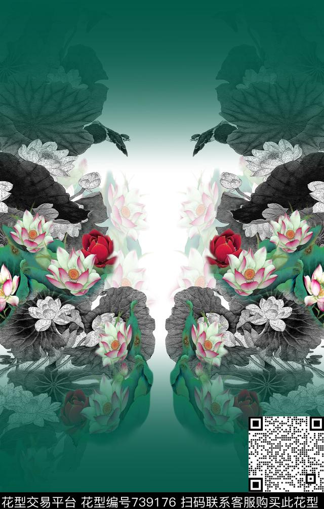 女装定位花中国风数码印花华亿平台下载（图片编号: 739176） - 瓦栏（Walan）