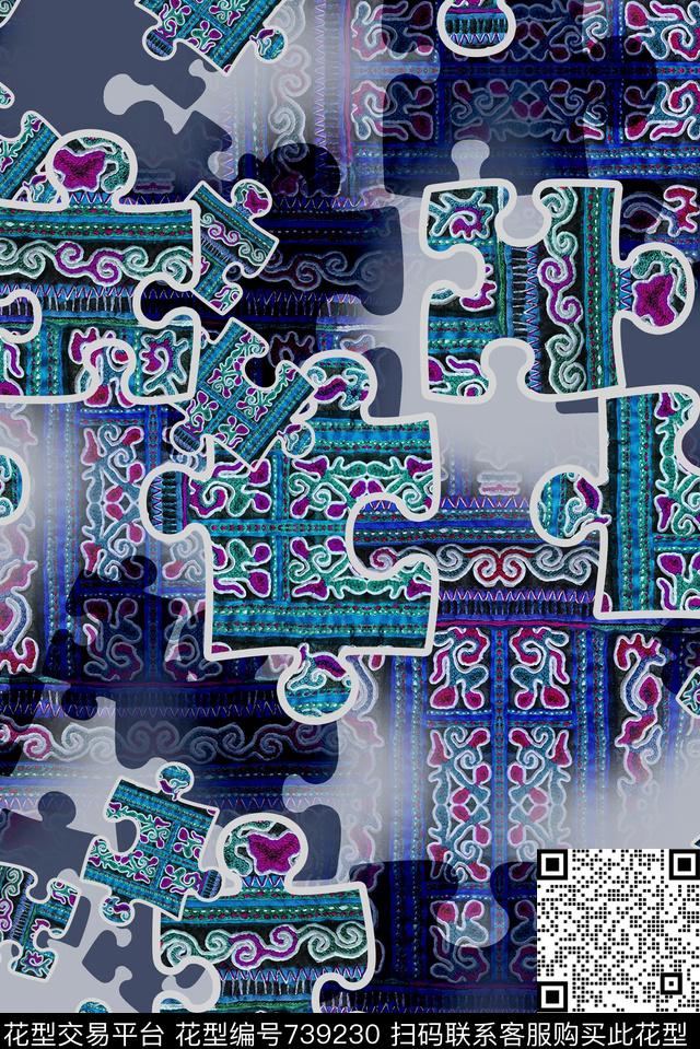 波西米亚时尚花朵民族风数码印花华亿平台下载（图片编号: 739230） - 瓦栏（Walan）