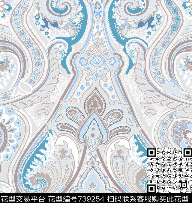 抽象几何佩斯利传统印花华亿平台下载（图片编号: 739254） - 瓦栏（Walan）