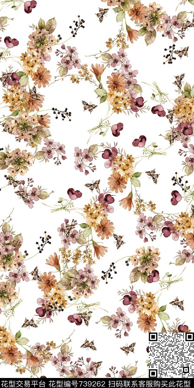 传统印花花卉满版花小碎花数码印花华亿平台下载（图片编号: 739262） - 瓦栏（Walan）