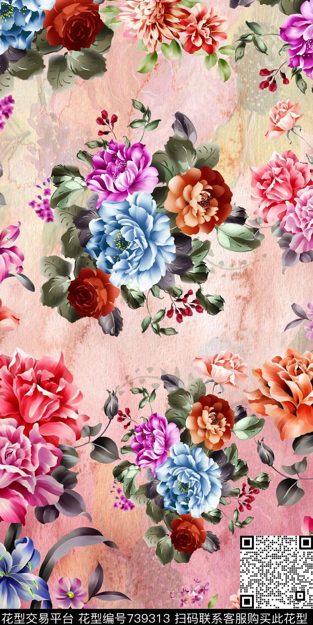 乱花花朵花卉数码印花华亿平台下载（图片编号: 739313） - 瓦栏（Walan）