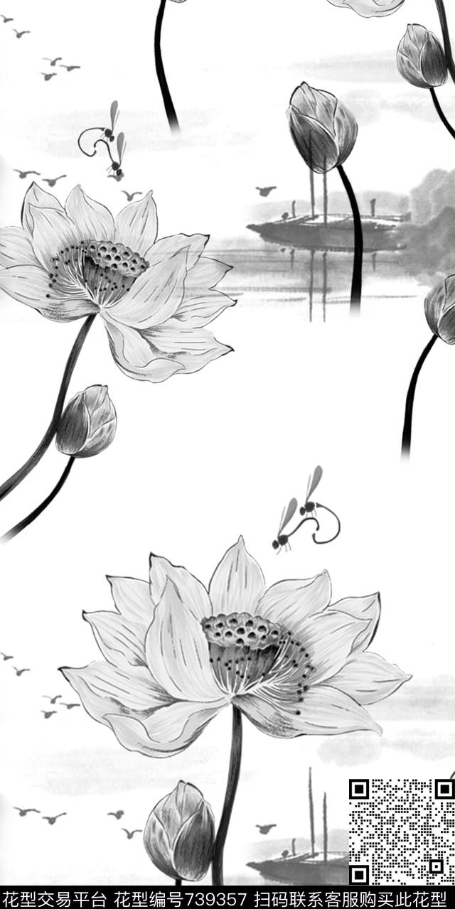 大花花朵风景数码印花华亿平台下载（图片编号: 739357） - 瓦栏（Walan）