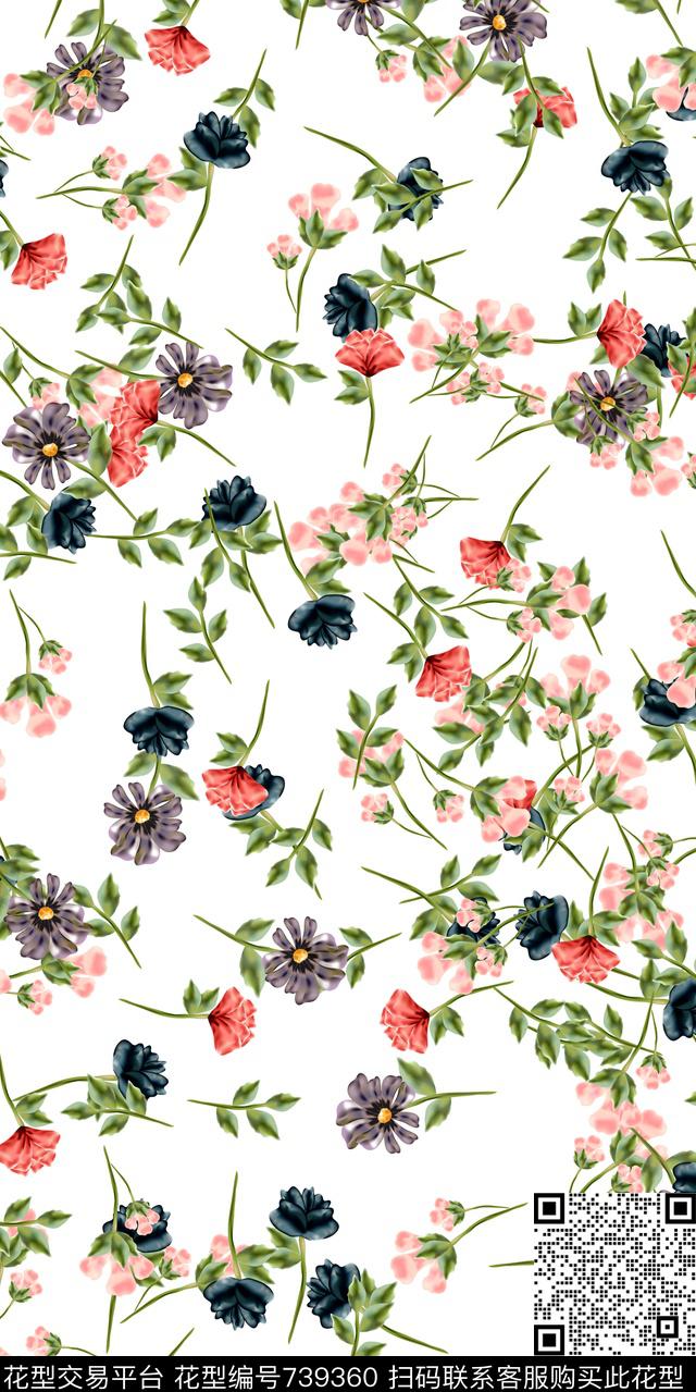 小碎花花卉满版花数码印花华亿平台下载（图片编号: 739360） - 瓦栏（Walan）