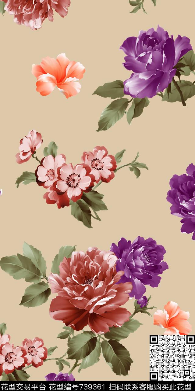 小碎花乱花大花数码印花华亿平台下载（图片编号: 739361） - 瓦栏（Walan）