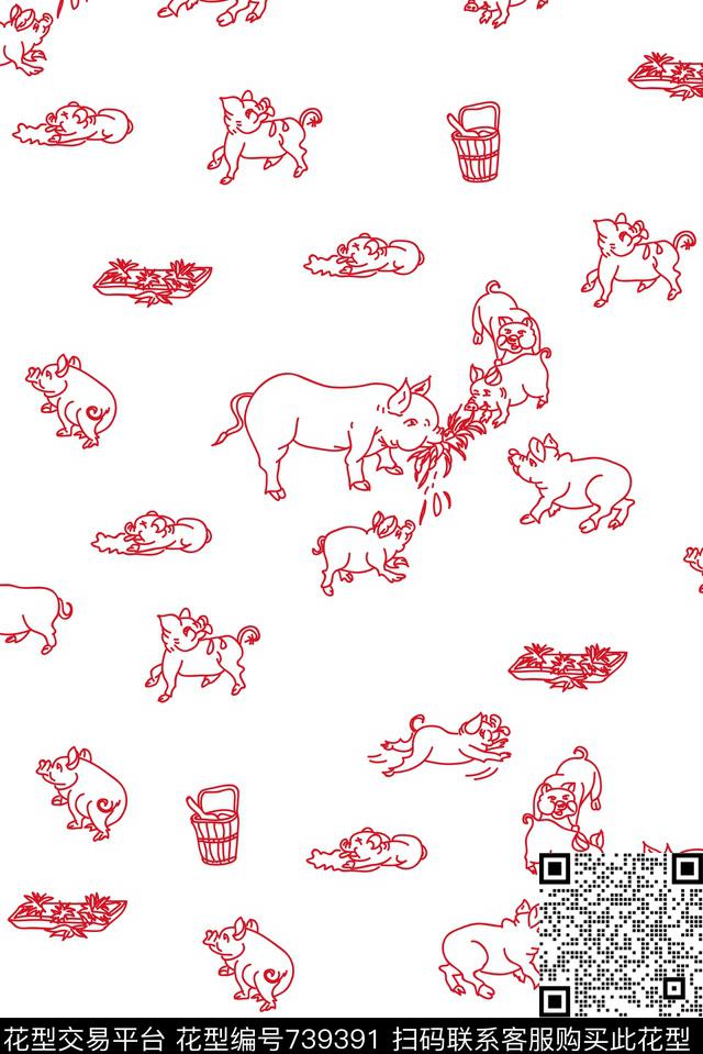 流行时尚手绘纹样创意传统印花华亿平台下载（图片编号: 739391） - 瓦栏（Walan）