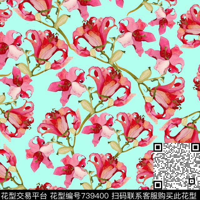 玉兰花小碎花女装数码印花华亿平台下载（图片编号: 739400） - 瓦栏（Walan）