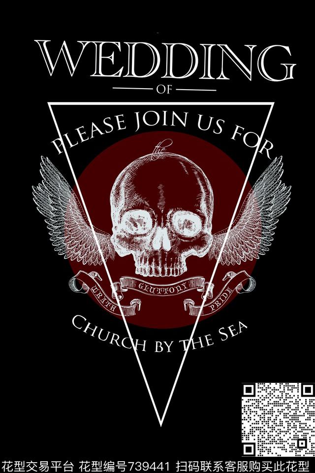 抽象骷髅英文数码印花华亿平台下载（图片编号: 739441） - 瓦栏（Walan）