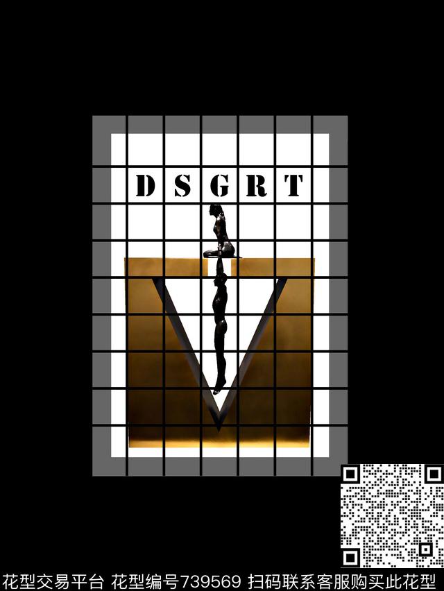 人物像格纹男装T恤华亿平台数码印花华亿平台下载（图片编号: 739569） - 瓦栏（Walan）