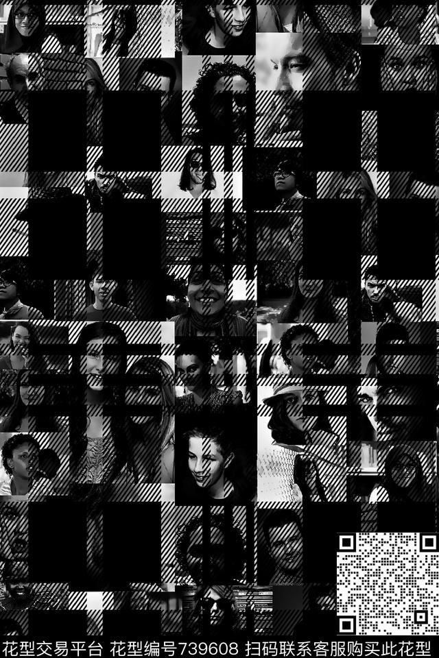 格子人物像男装夹克华亿平台数码印花华亿平台下载（图片编号: 739608） - 瓦栏（Walan）