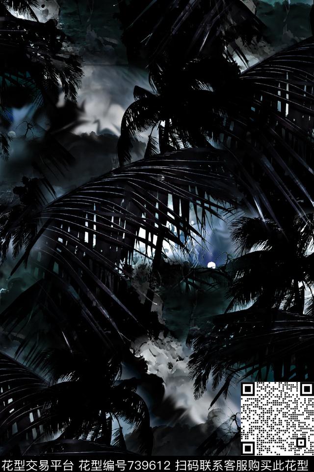 热带丛林树叶男装夹克华亿平台数码印花华亿平台下载（图片编号: 739612） - 瓦栏（Walan）