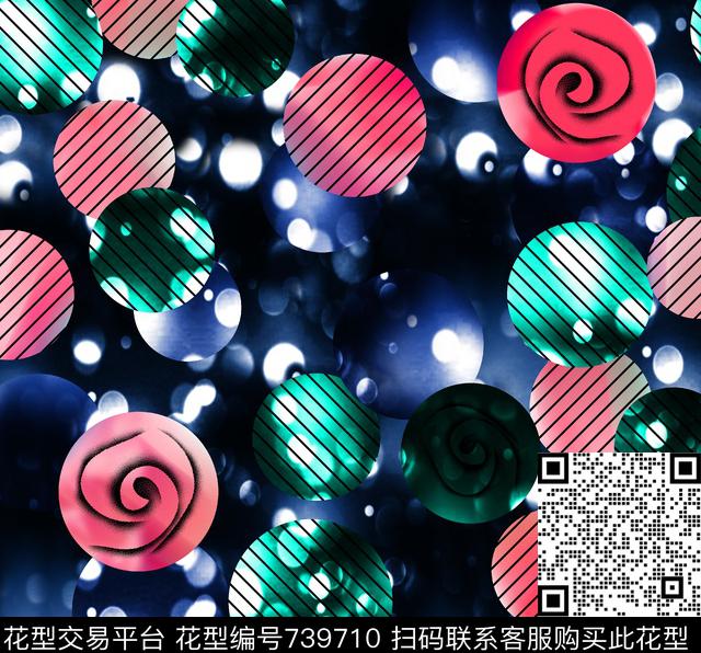 圆形几何抽象圆形底纹数码印花华亿平台下载（图片编号: 739710） - 瓦栏（Walan）