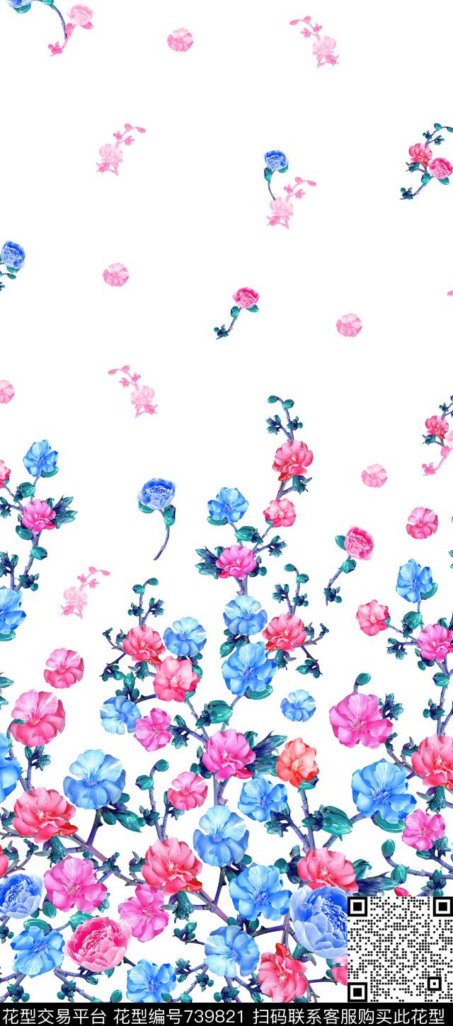 大花兰花花卉数码印花华亿平台下载（图片编号: 739821） - 瓦栏（Walan）