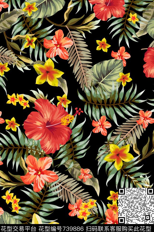 花卉乱花花瓣数码印花华亿平台下载（图片编号: 739886） - 瓦栏（Walan）