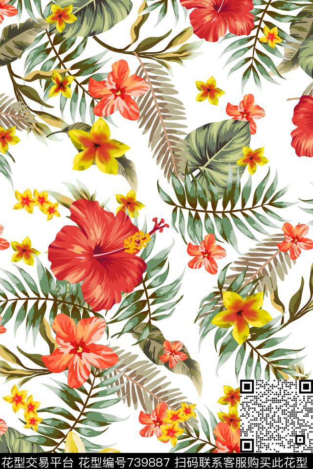 花卉乱花花瓣数码印花华亿平台下载（图片编号: 739887） - 瓦栏（Walan）
