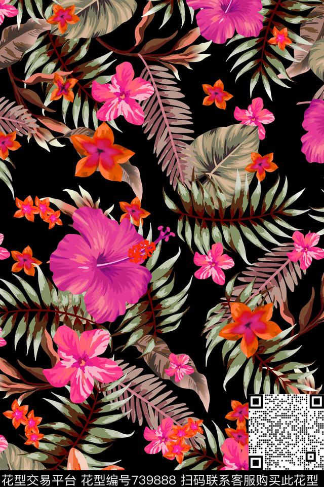花卉乱花花瓣数码印花华亿平台下载（图片编号: 739888） - 瓦栏（Walan）