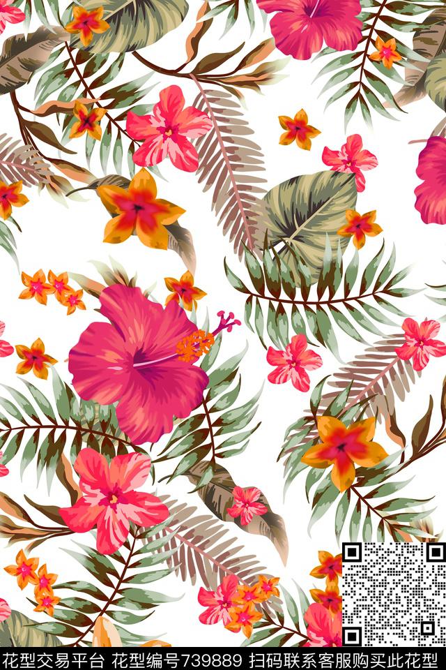 花卉乱花花瓣数码印花华亿平台下载（图片编号: 739889） - 瓦栏（Walan）