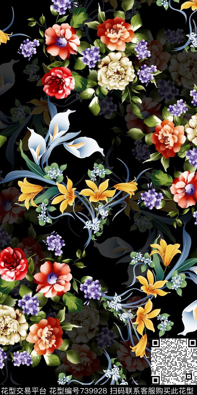 小碎花乱花大花数码印花华亿平台下载（图片编号: 739928） - 瓦栏（Walan）