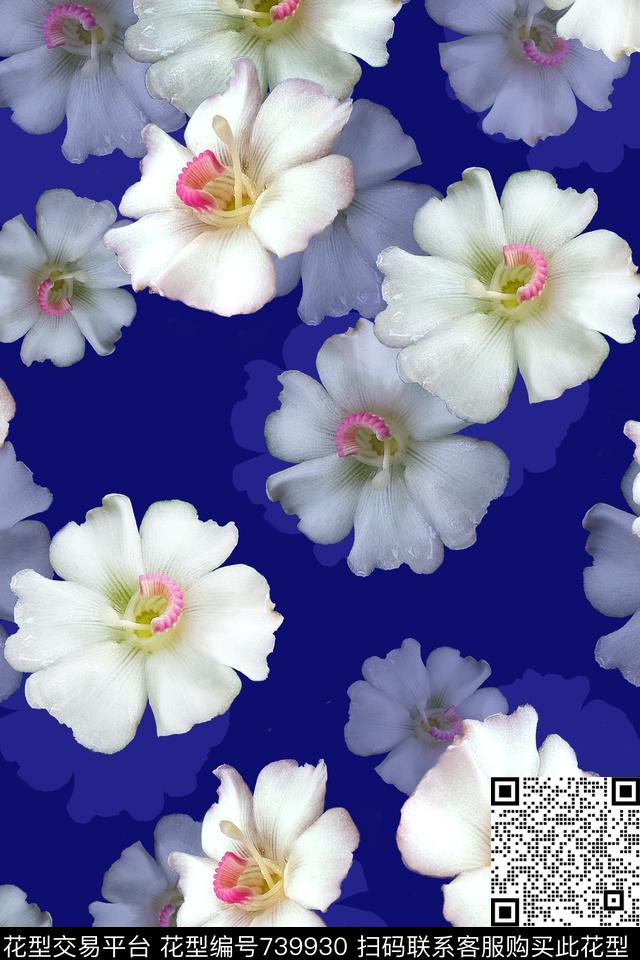 大花乱花花朵数码印花华亿平台下载（图片编号: 739930） - 瓦栏（Walan）
