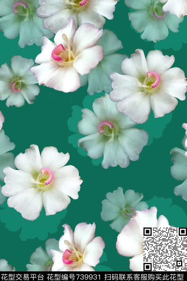 大花乱花花朵数码印花华亿平台下载（图片编号: 739931） - 瓦栏（Walan）