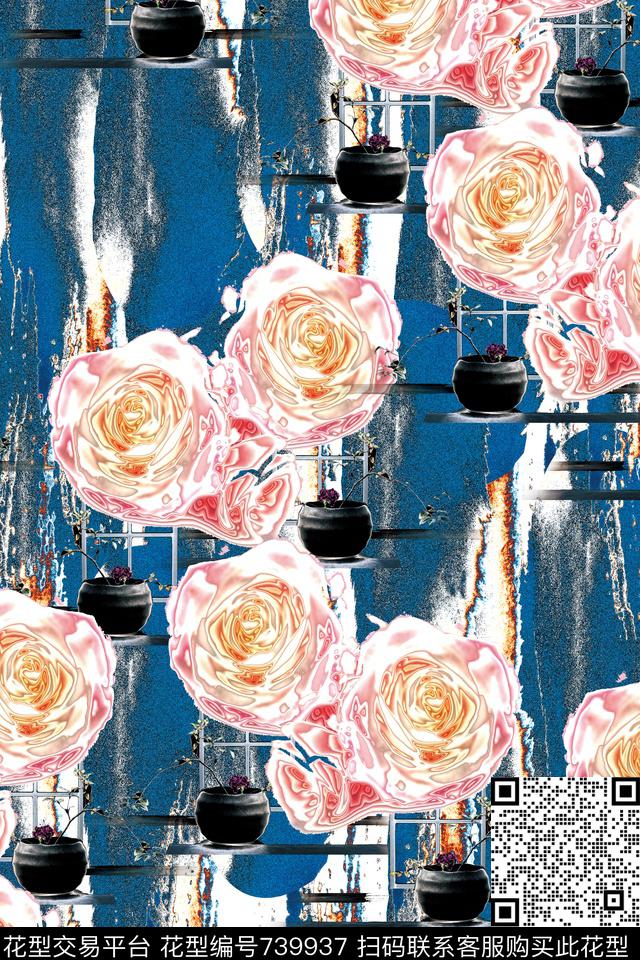 花瓣花朵花卉数码印花华亿平台下载（图片编号: 739937） - 瓦栏（Walan）