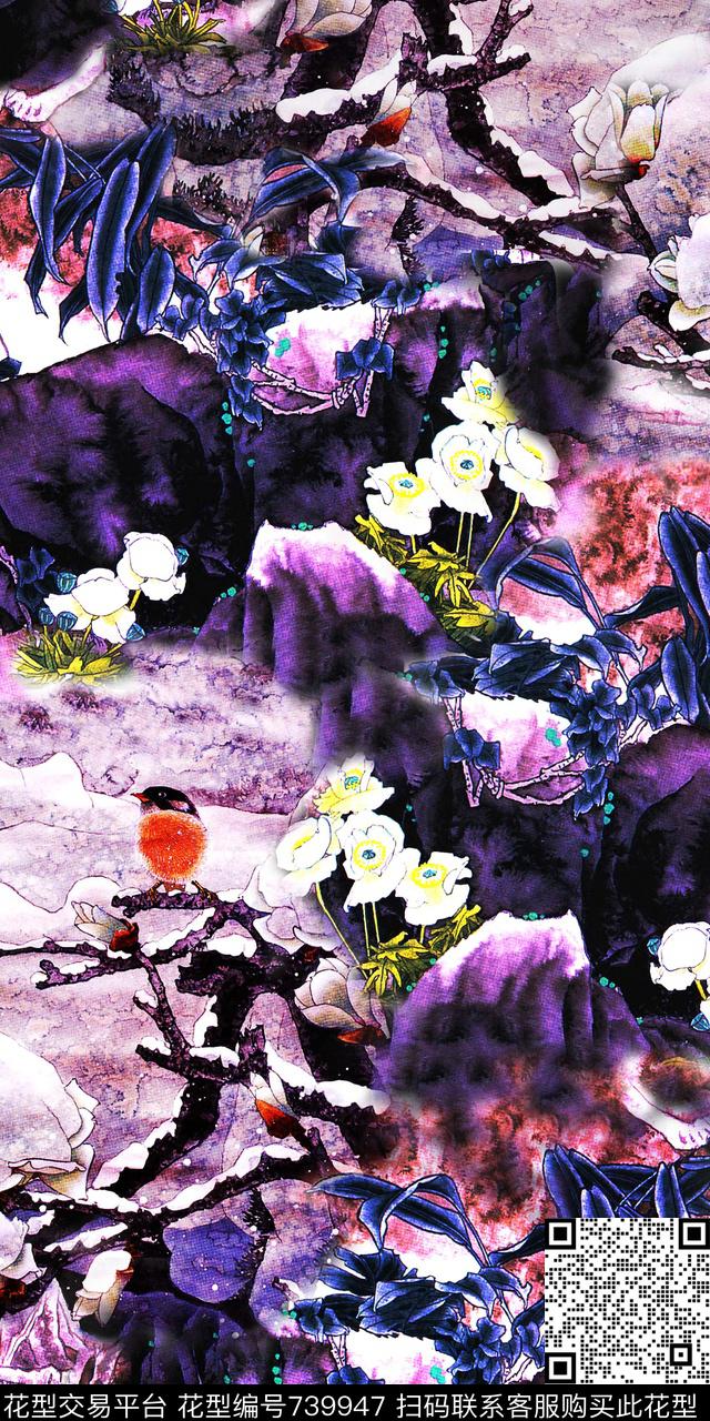 花朵花卉风景数码印花华亿平台下载（图片编号: 739947） - 瓦栏（Walan）