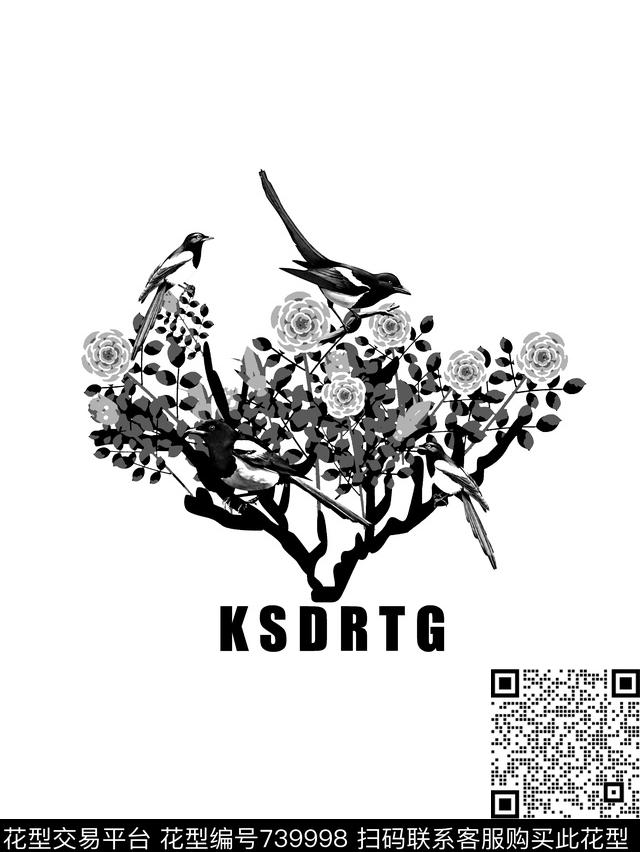 花卉鸟男装T恤华亿平台数码印花华亿平台下载（图片编号: 739998） - 瓦栏（Walan）